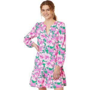 Lilly Pulitzer Alyssa A-Line Cotton Mini Dress Floral Printed Ruffle S 280016